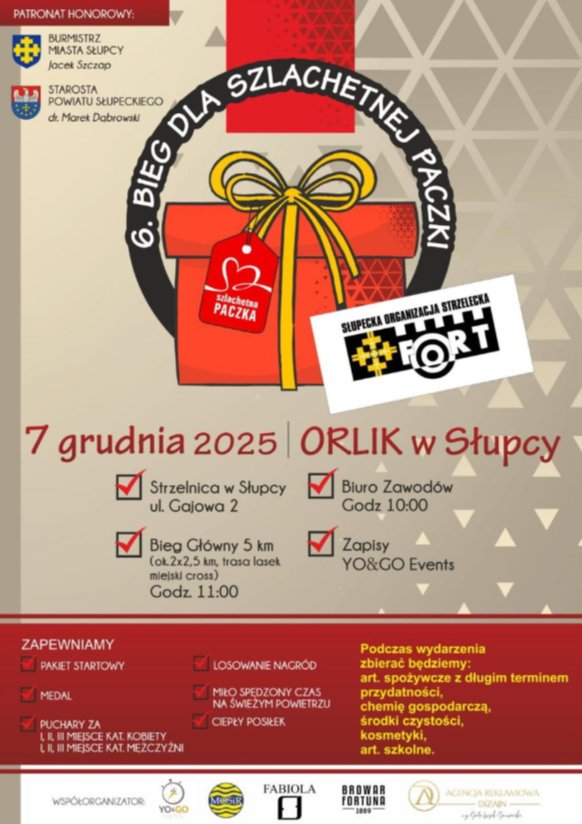 Plakat: VI Bieg dla Szlachetnej Paczki w Słupcy